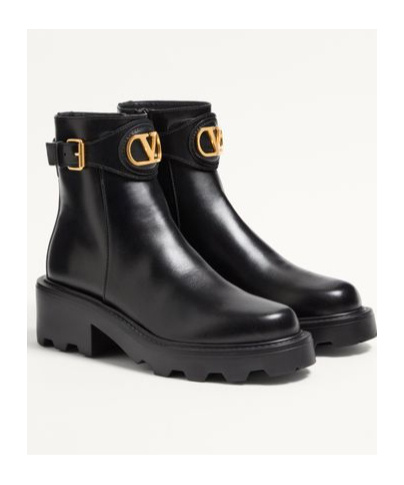 Valentino Garavani Vlogo Signature Ankle Boot In Calfskin 55mm Woman Black 40.5 In Black