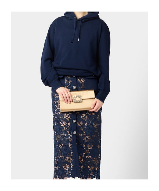 Roger Vivier Efflorescence Silk Satin Clutch In Nude