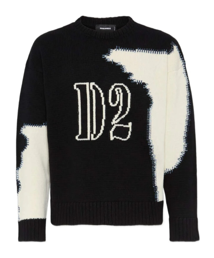Dsquared2 Two-tone Crew Neck Sweater With Graphic Design