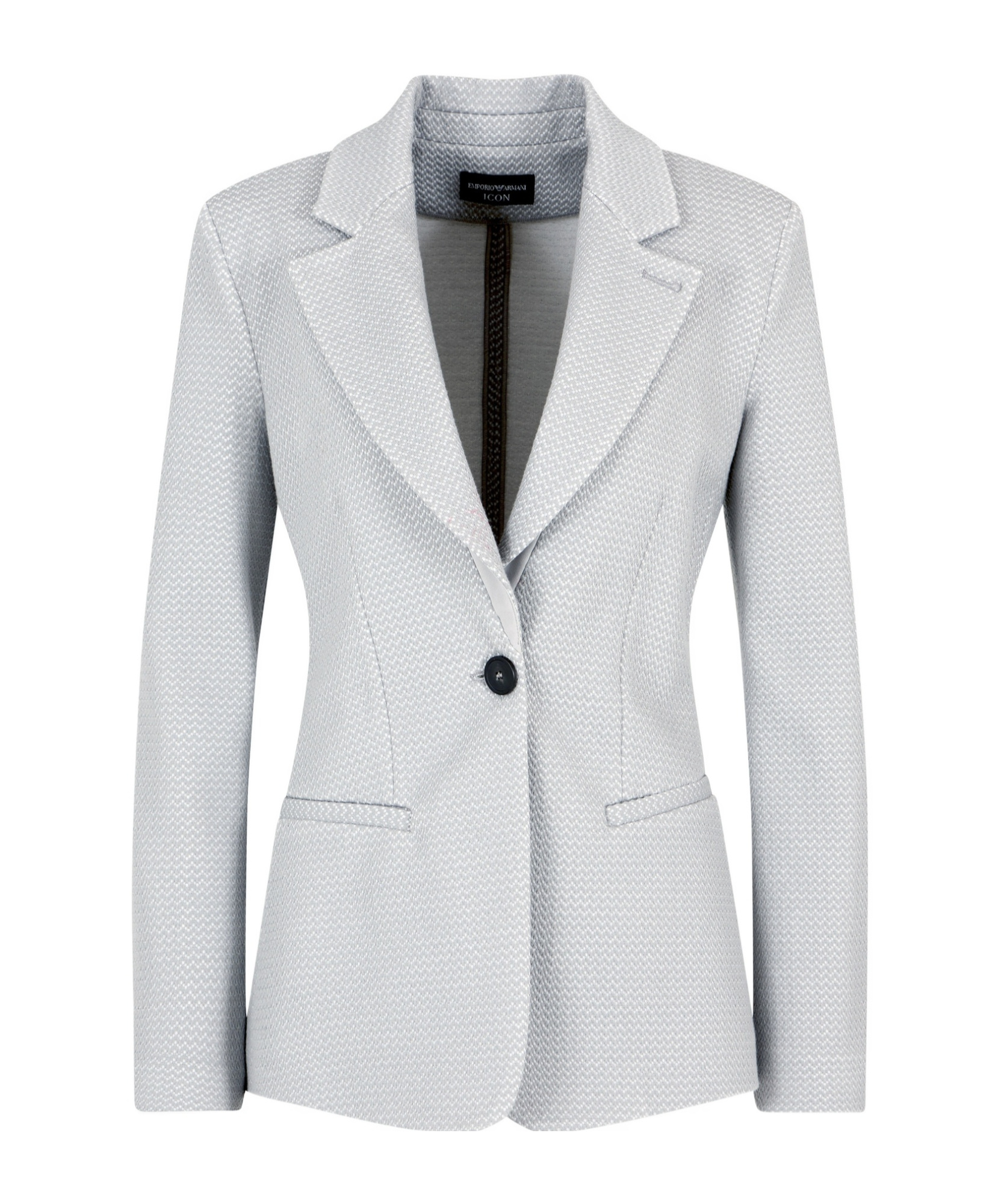 Emporio Armani Icon Single-breasted Jacket In An Embossed Jacquard Knit Jersey In White