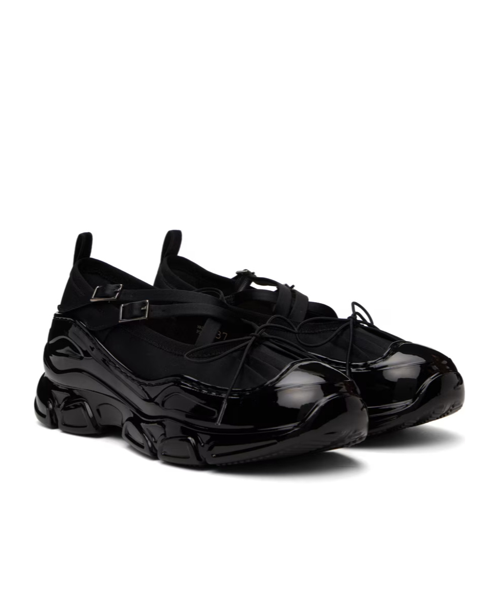 Simone Rocha Black Classic Criss Cross Tracker Ballerina Flats In Black