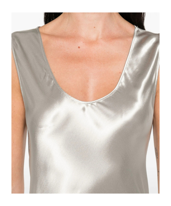 Alberta Ferretti V-neck Slip Dress In Silver
