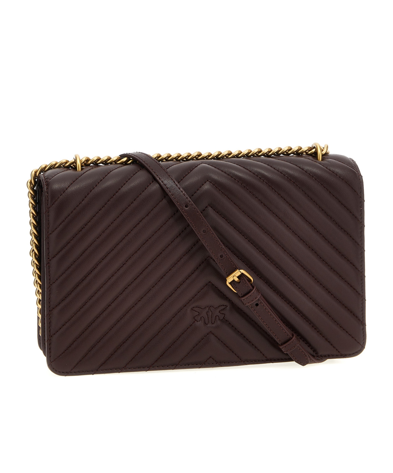 Shop Pinko Classic Love One Chevron Crossbody Bag In Black