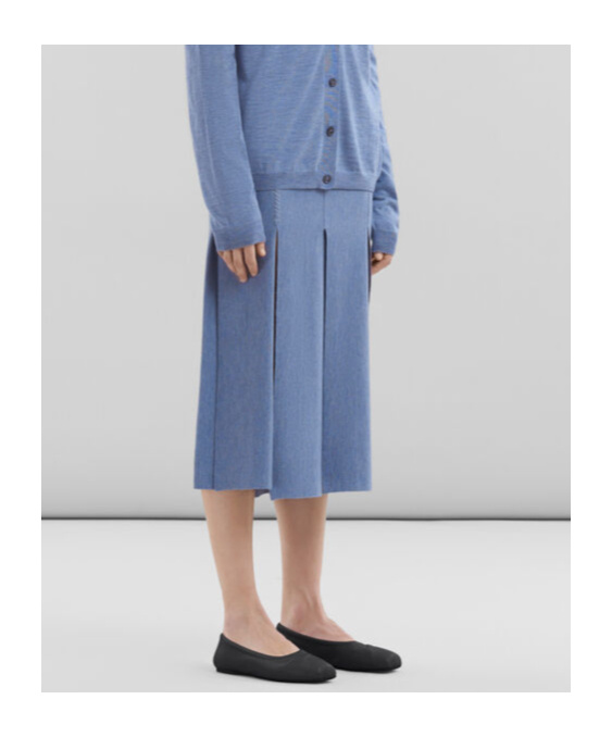 Marni Slit-detail Fine-knit Midi Skirt In Blue