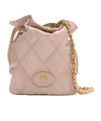 Burberry Horseshoe Quilted Nylon Pouch Bag In Pink