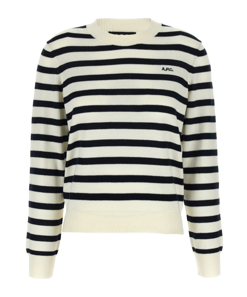Apc A.p.c. Striped Sweater With Logo In Multi