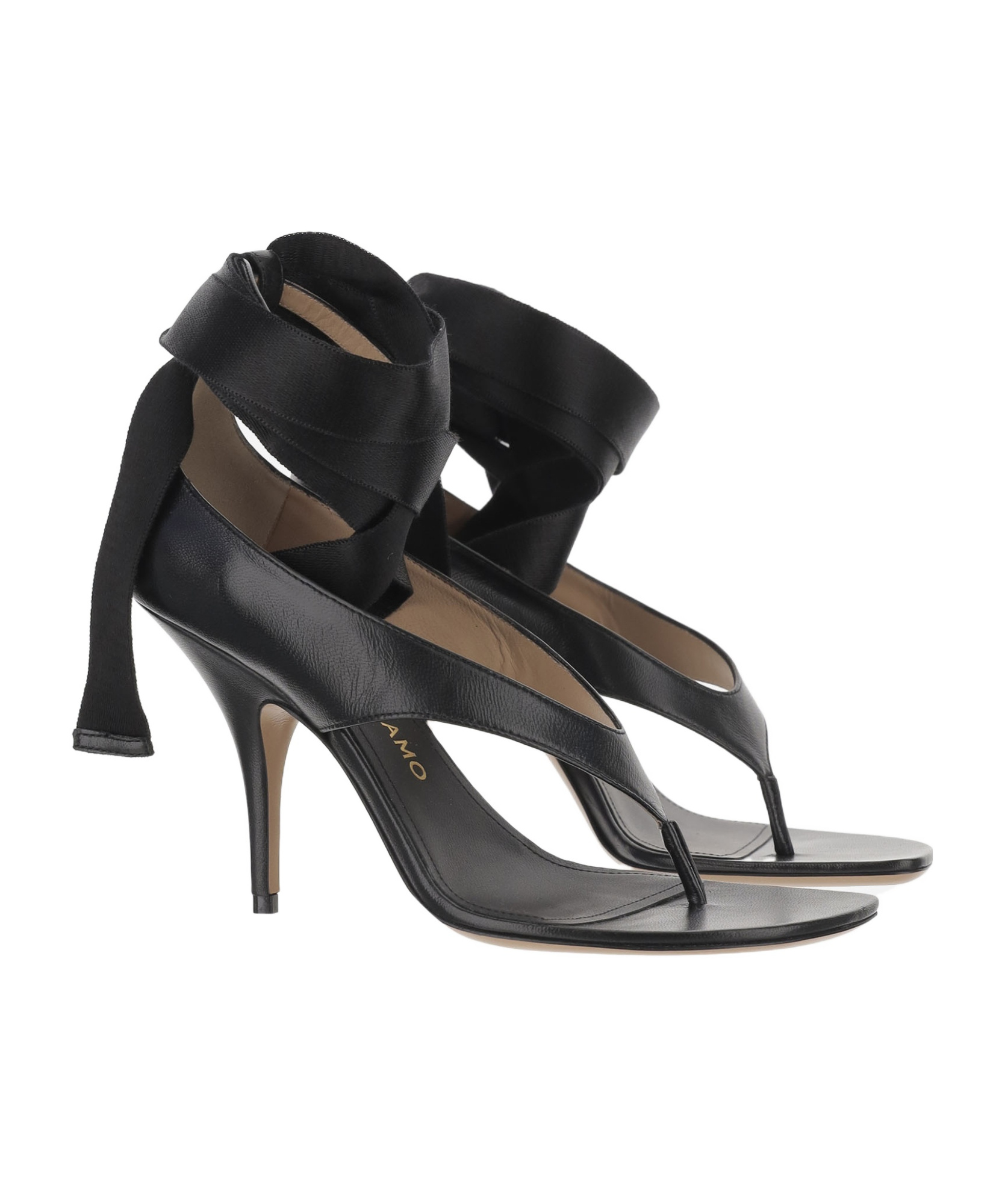 Shop Ferragamo Heeled Sandal With Ribbon In Black