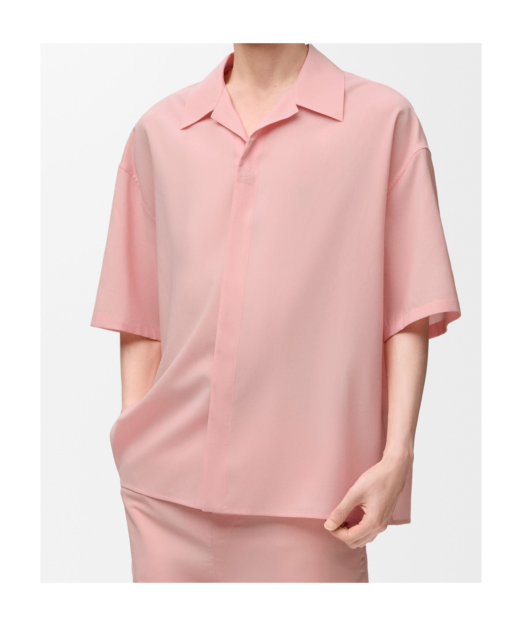 Loewe Wool-blend Short-sleeve Shirt In Orange