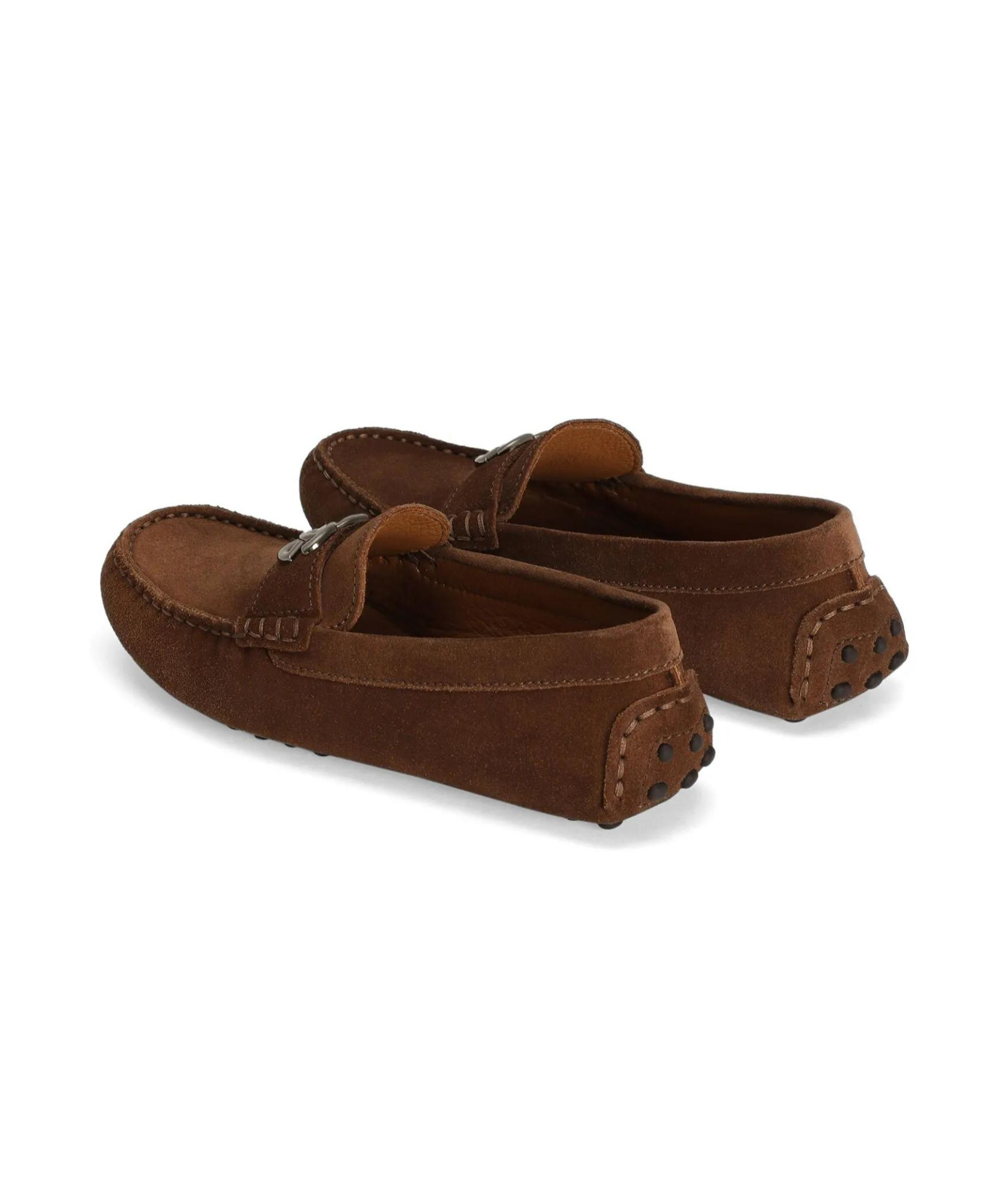Dolce & Gabbana Split Leather Loafers With Dg Logo In Brown