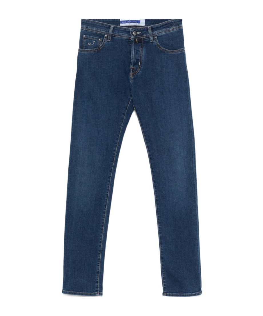 Jacob Cohen Blue Logo Print Jeans In Blue