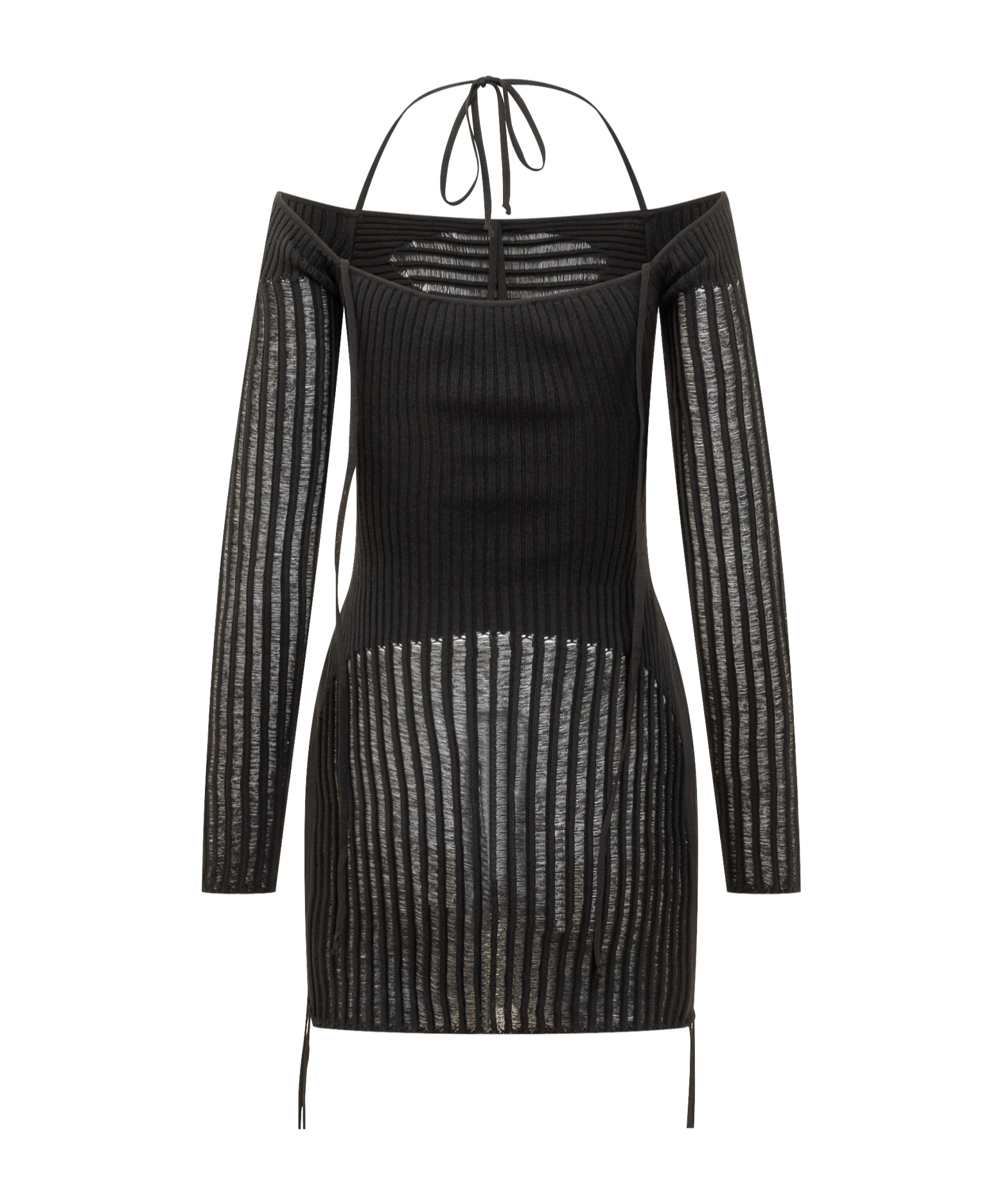 Andreädamo Andreādamo Mini Ribbed Dress In Black