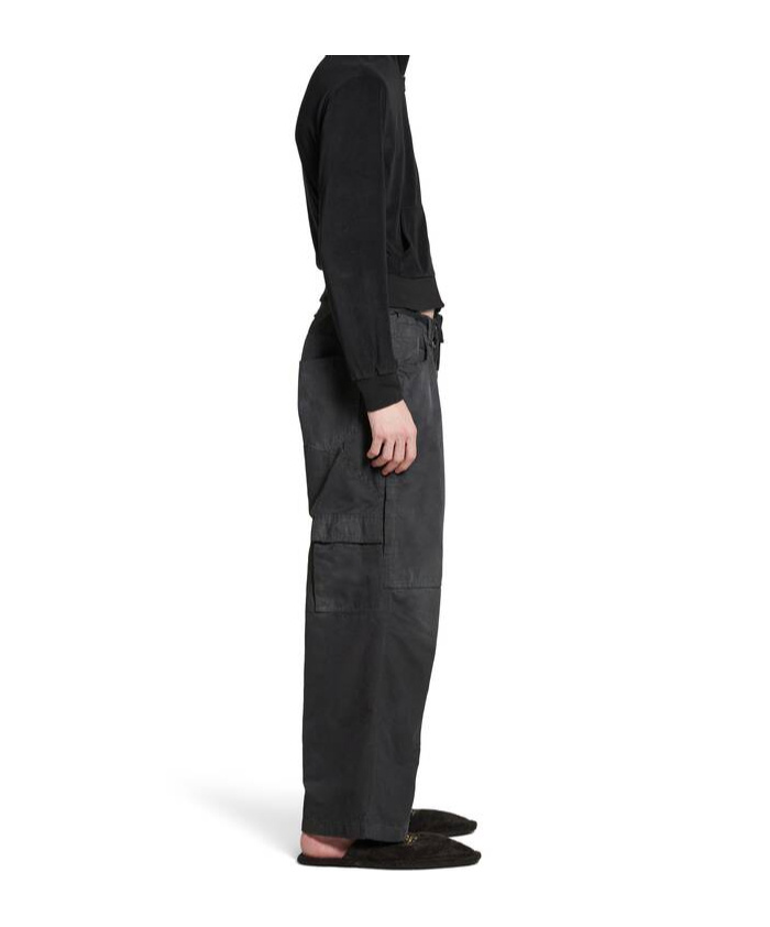 Balenciaga Cotton Cropped Cargo Trousers In Black