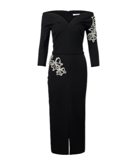 Safiyaa London Linda Crystal-embellished Midi Dress In Black