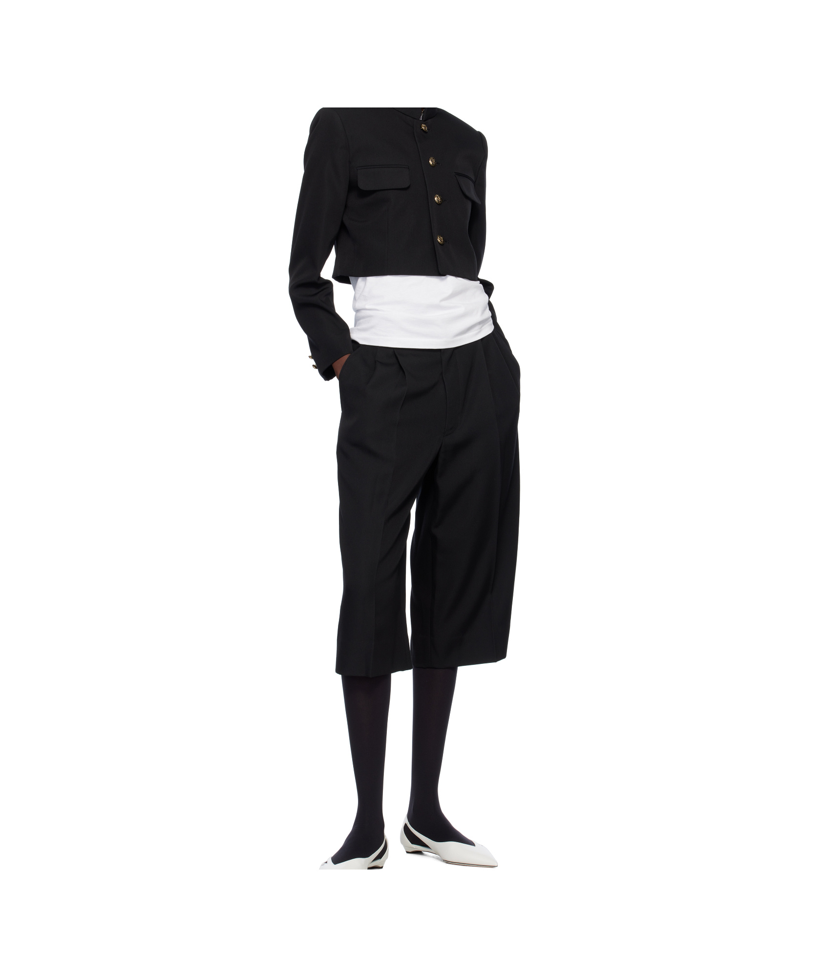 COMME DES GARÇONS BLACK WOOL POLYESTER DOESKIN BLAZER
