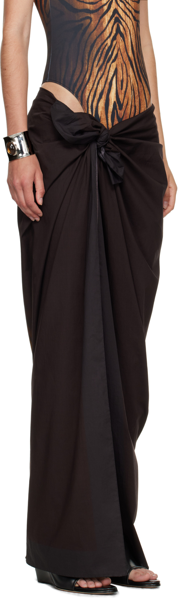 Jean Paul Gaultier Wood-print Pareo In Brown