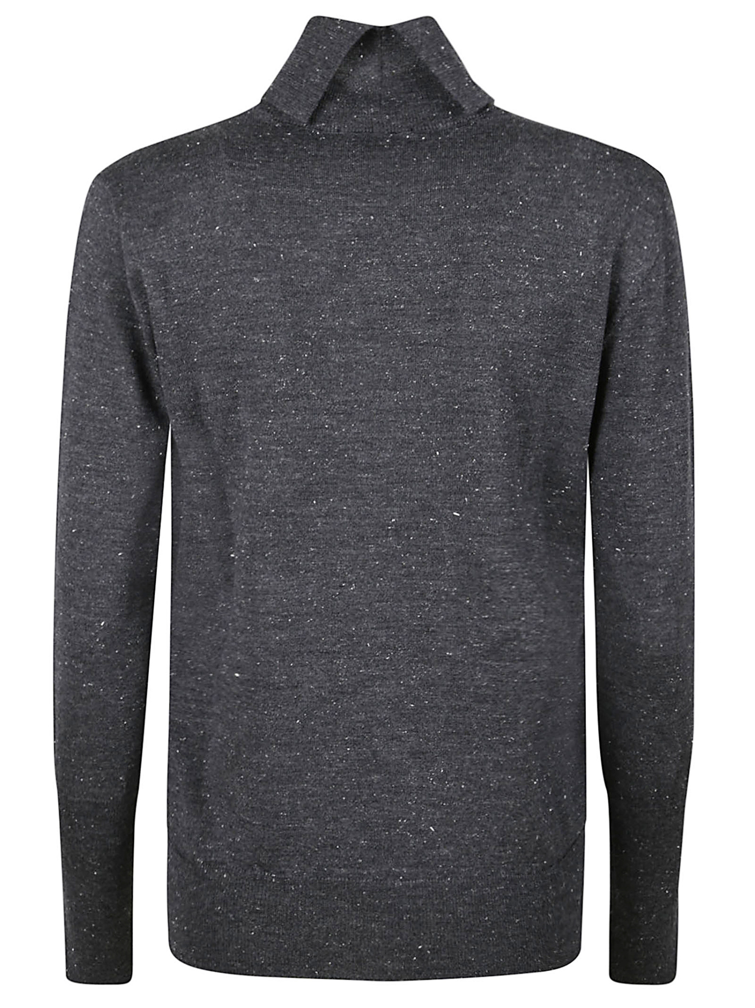 Peserico Long-sleeved Knitted Sweater In Gray