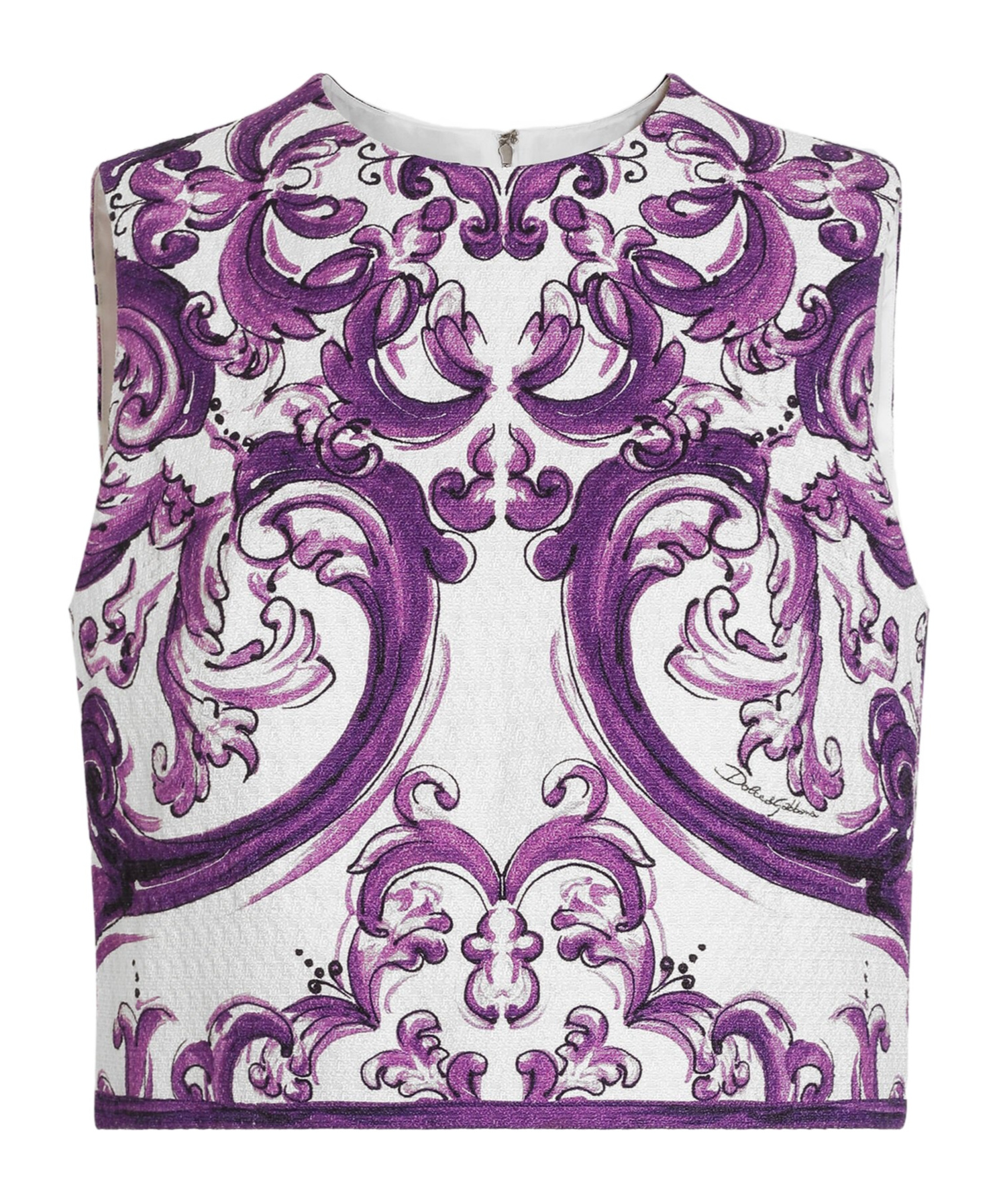Dolce & Gabbana Majolica Boxy Crop Top In Purple
