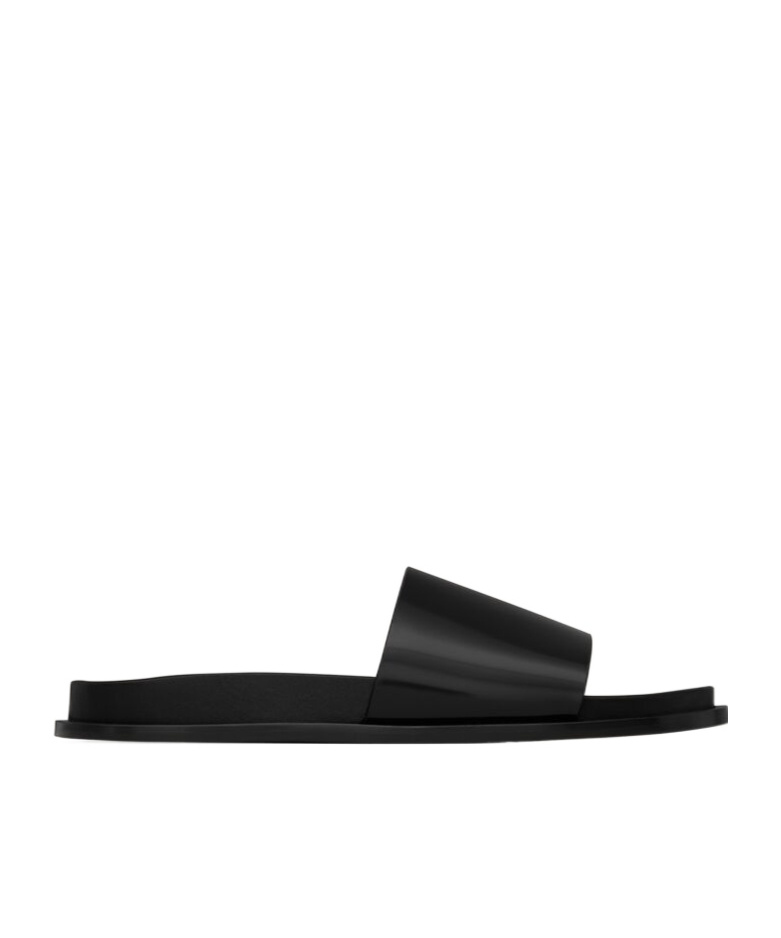 SAINT LAURENT NICHOLS SLIDES IN GLAZED LEATHER