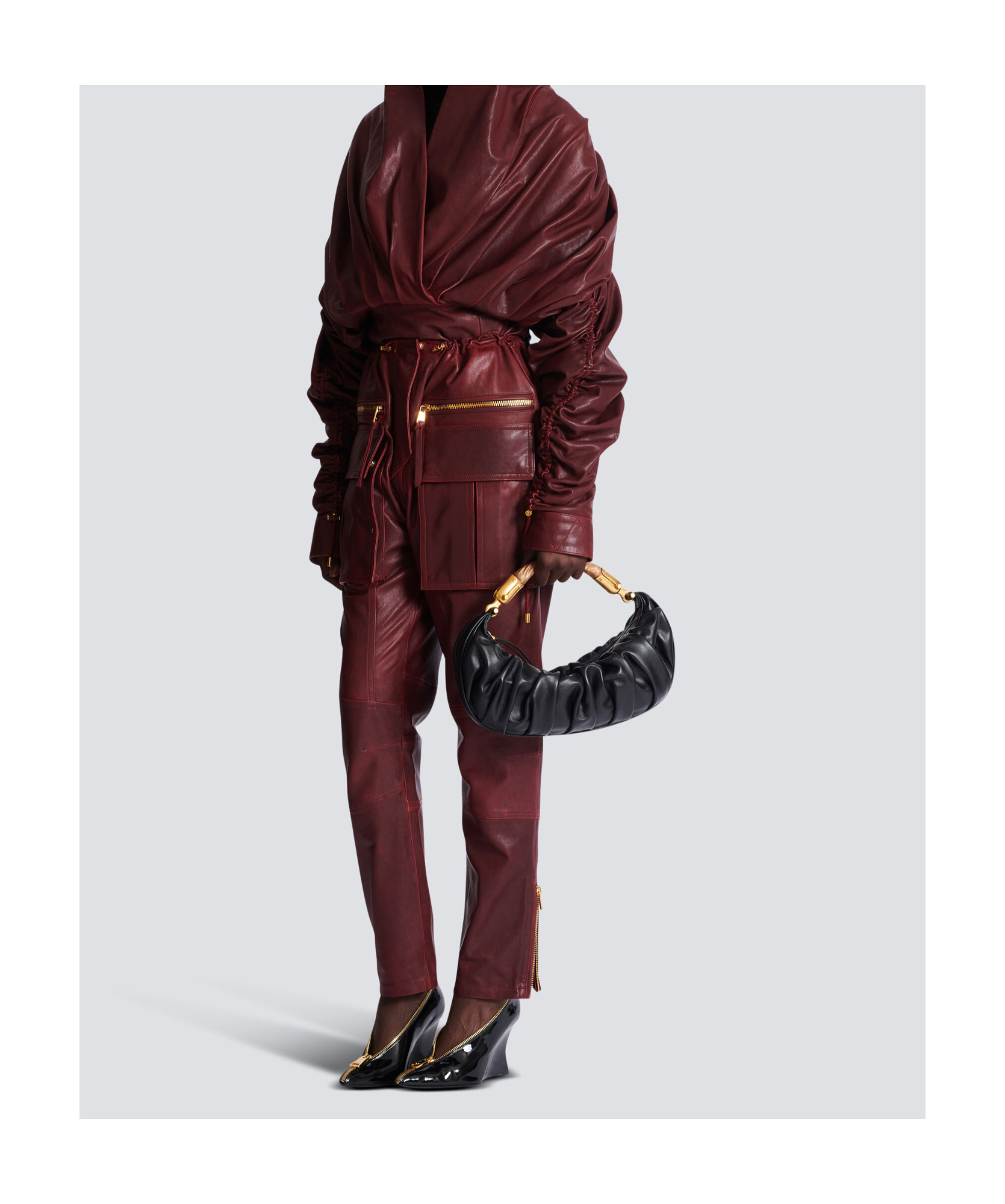 Balmain Medium Ebene Bag In Calfskin Leather In Black