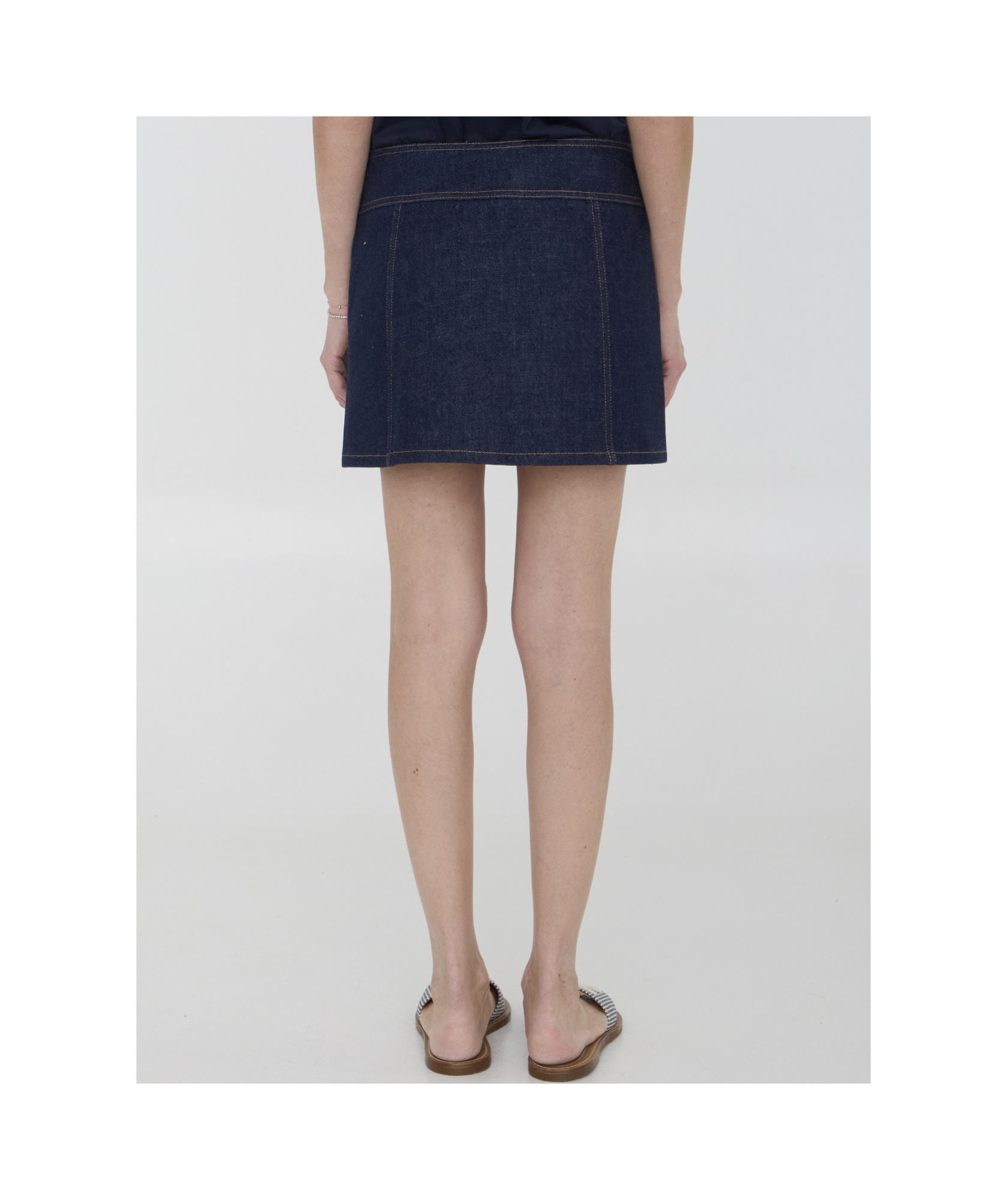 Celine Women Denim Mini Skirt In Blue