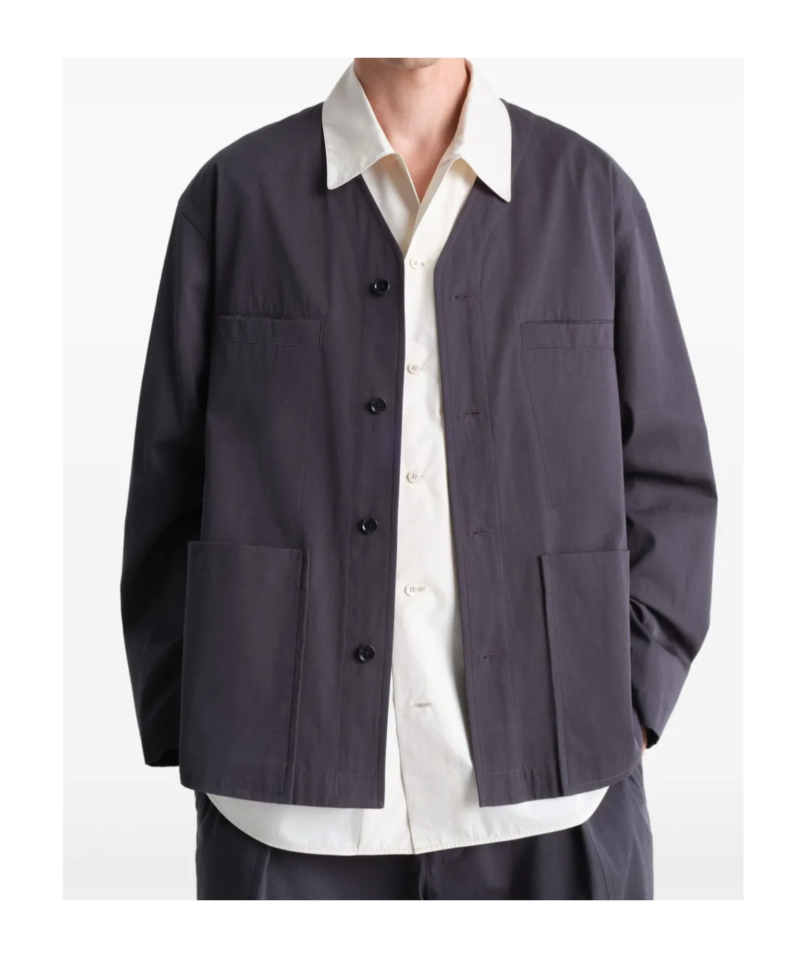Shop Lemaire Collarless Overshirt In Black