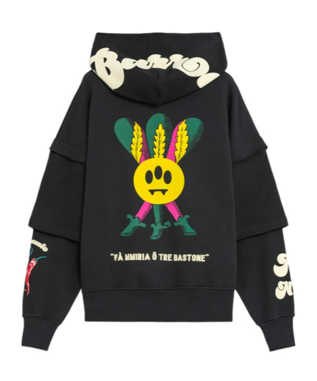 Barrow Layered Graphic-print Hoodie In Black