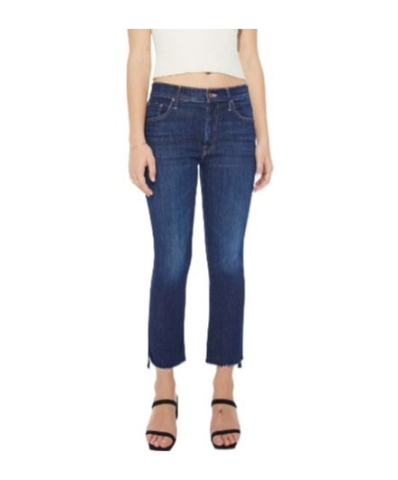 Mother High-waisted Crop Fray Jeans In Off Limits In Blue