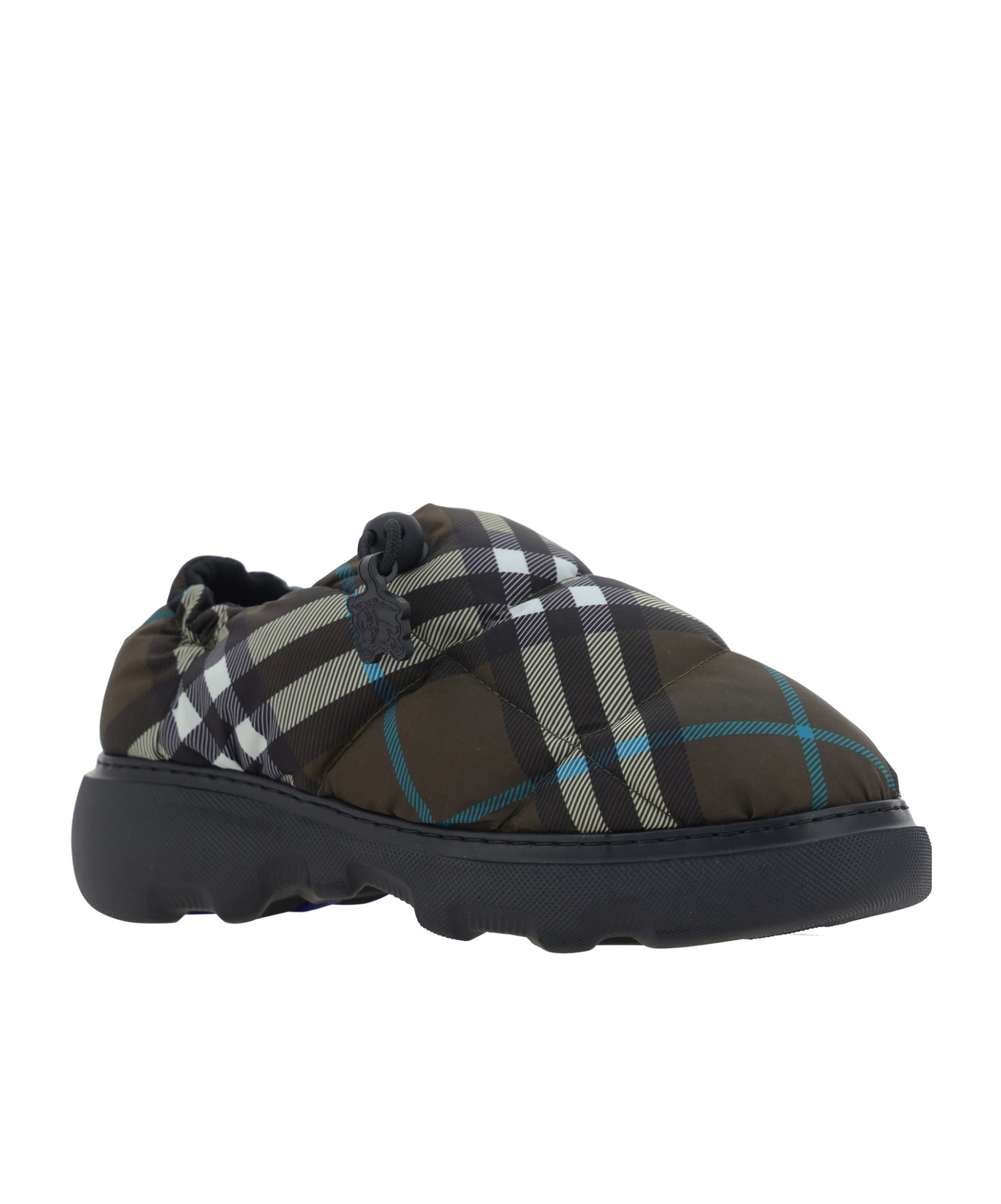 Burberry Brown Check Nylon Pillow Loafers In Green