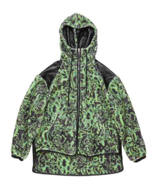 Acne Studios Printed Fleece Hooded Jacket In Black