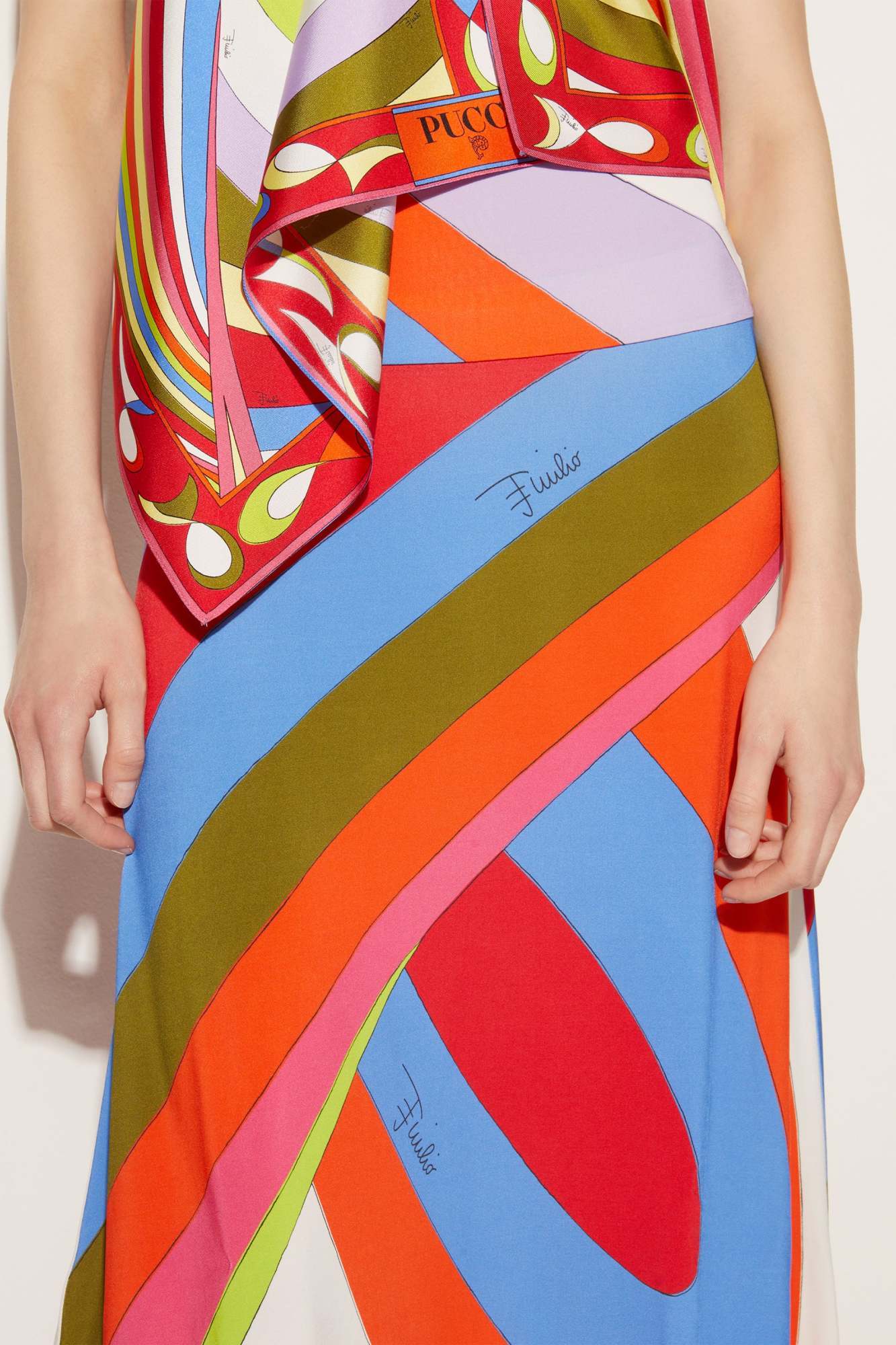 Pucci Jersey Satin Skirt In Multicolor