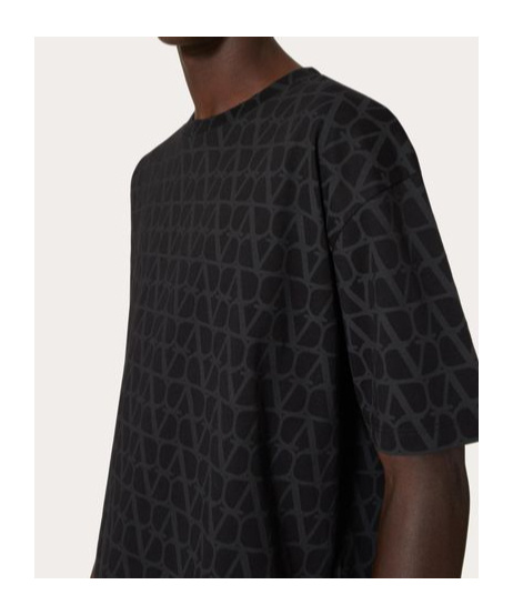 Valentino Canvas Iconograph Cotton T-shirt In Black