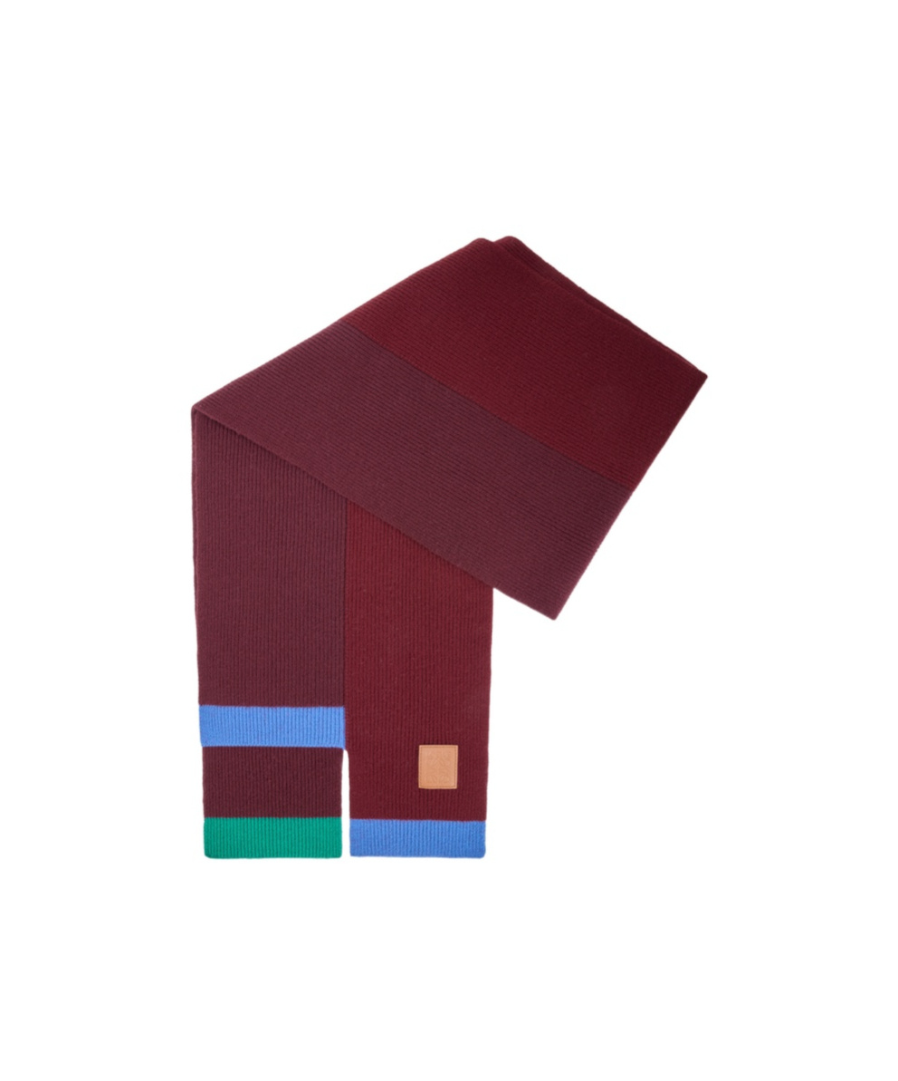 Loewe Asymmetric Wool Scarf In Brown