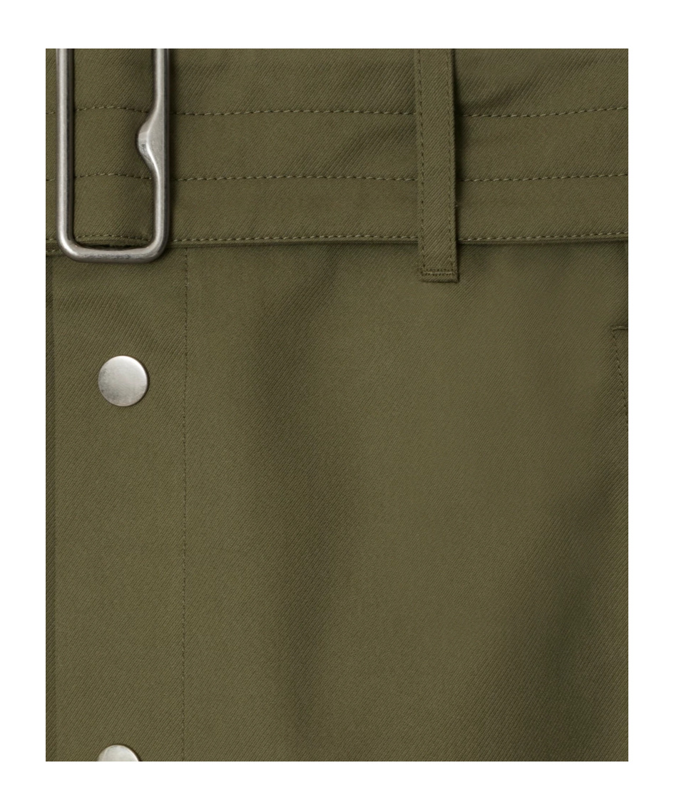 Shop Burberry Belted-buttoned Midi Skirt In Green