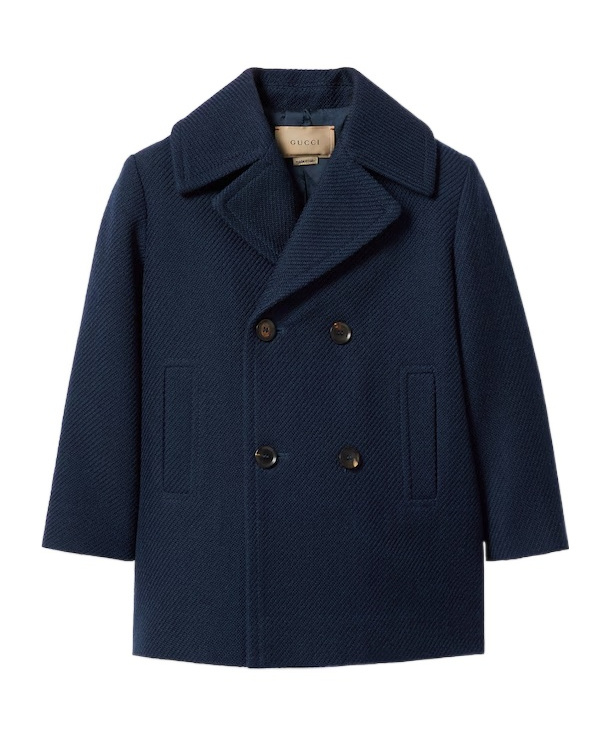 Gucci Striped Webbing Wool Coat In Black