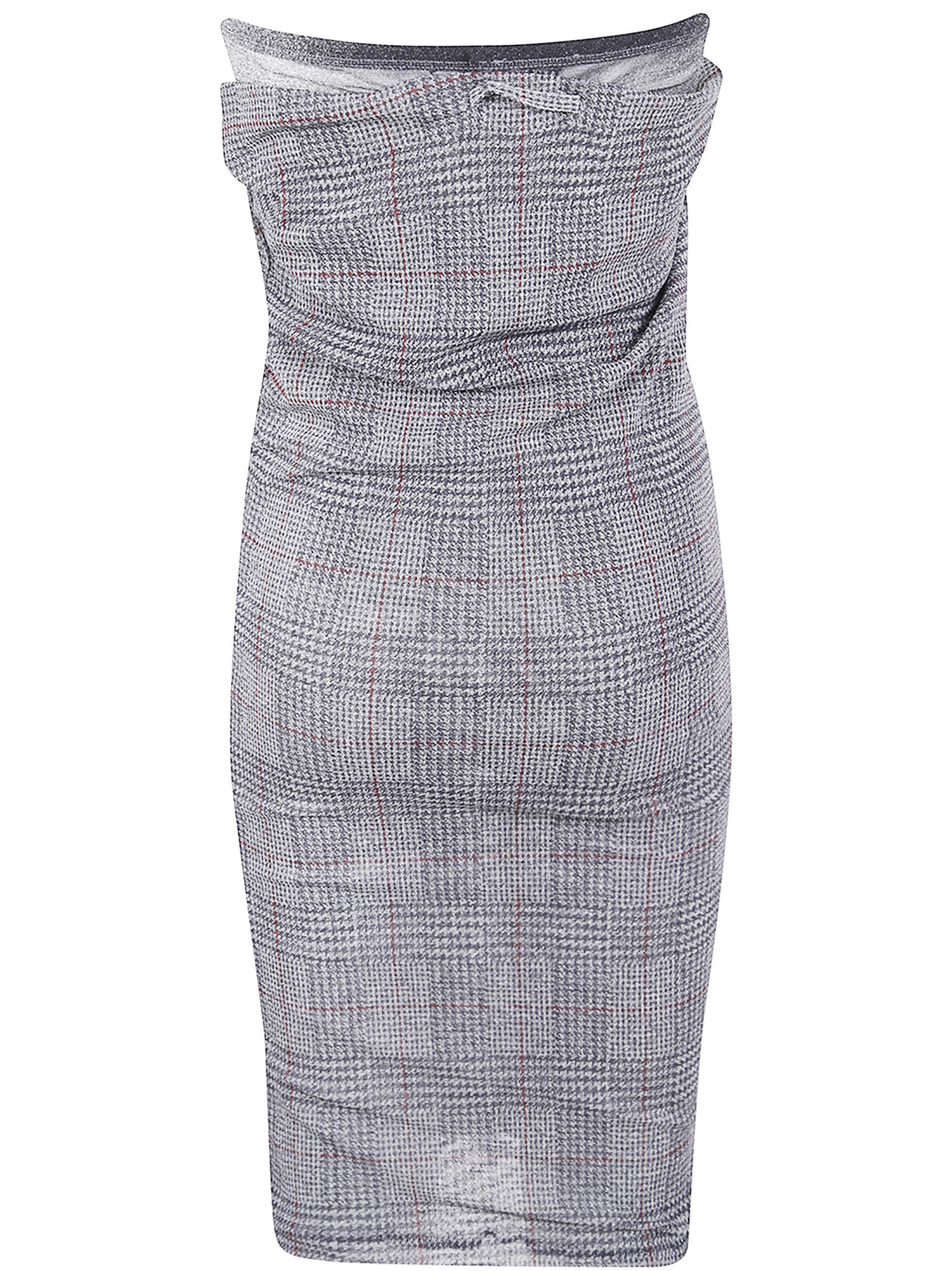 Jean Paul Gaultier Houndstooth Strapless Mini Dress In Gray