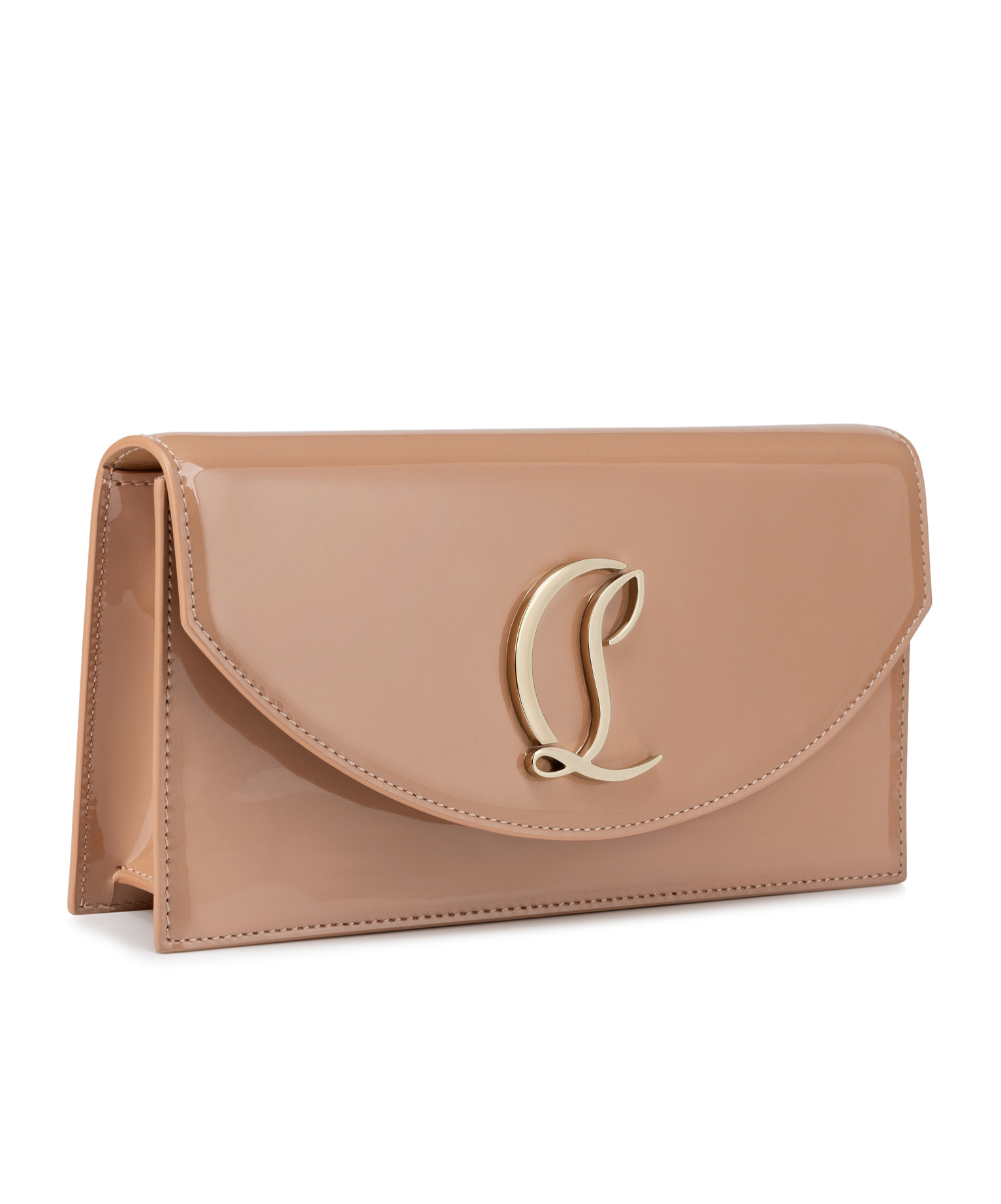 Christian Louboutin Loubi54 Flap Patent Leather Clutch Bag In Pink