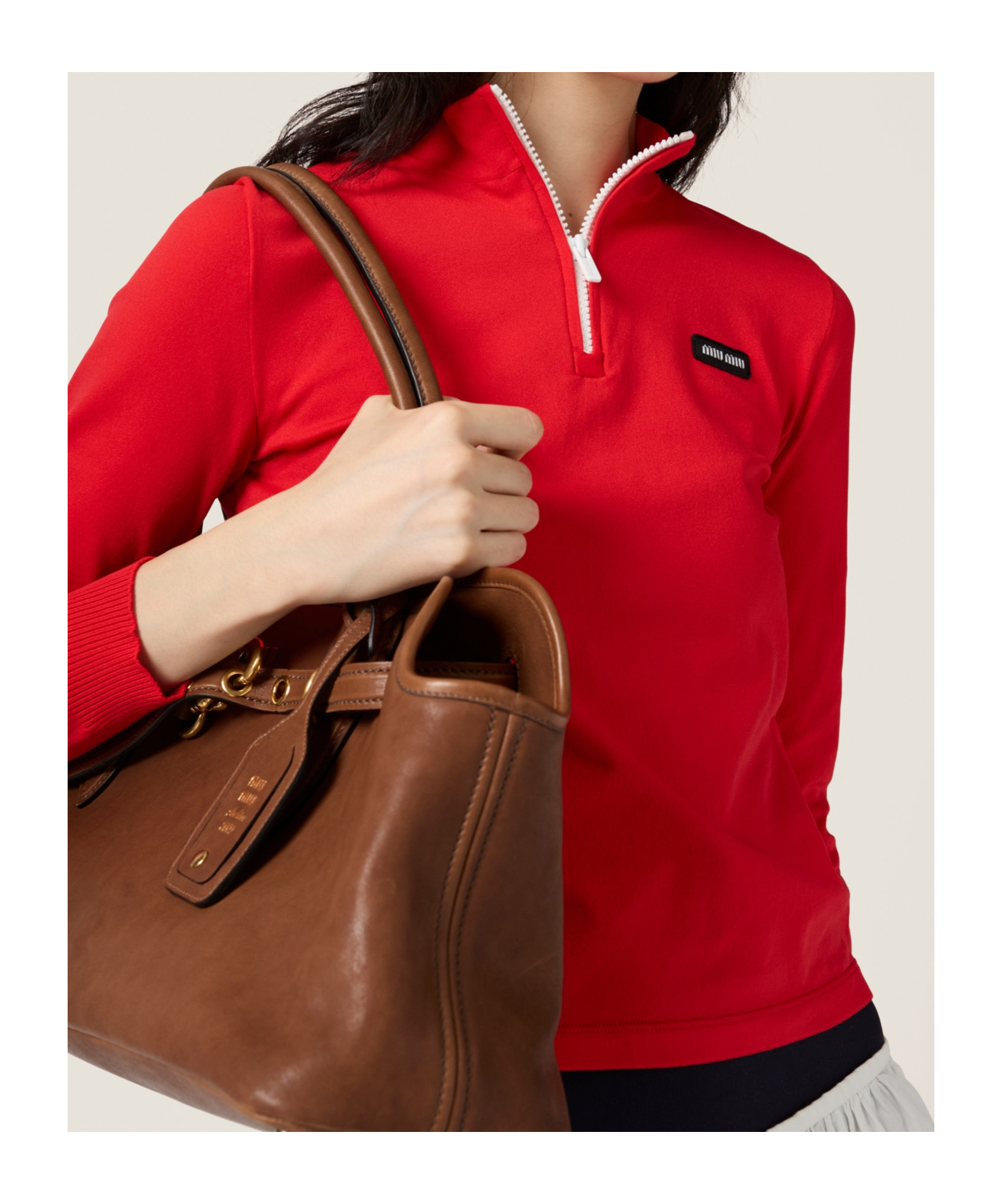 Miu Miu Technical Yarn Sweater In Red
