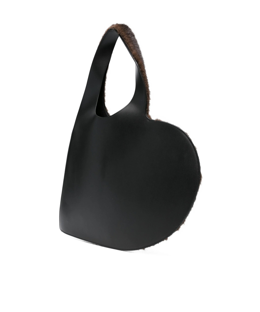 Coperni Heart-shaped Shoulder Bag In Plush Faux Fur In Black
