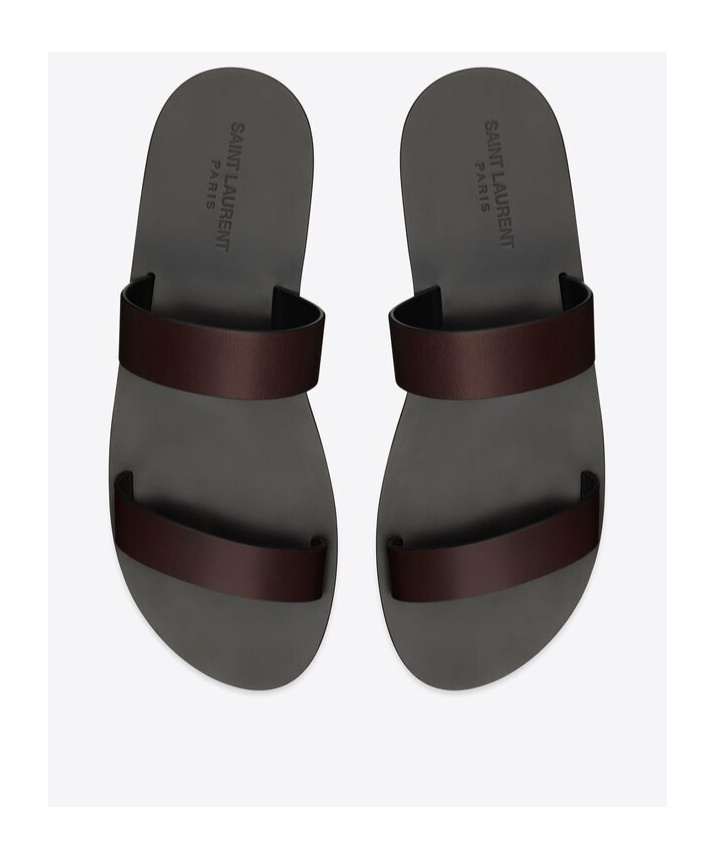 Saint Laurent Pepe Slides In Smooth Leather In Black