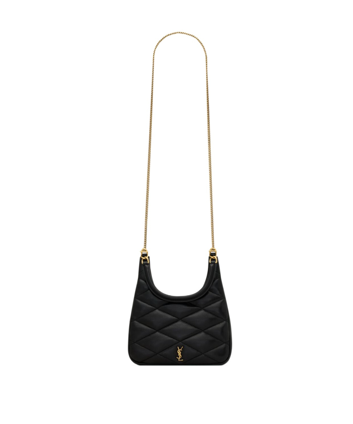Saint Laurent Sade Mini Ysl Hobo Bag In Quilted Lambskin In Black