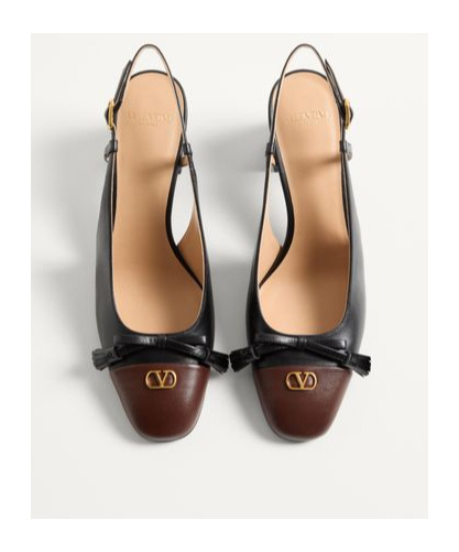 Valentino Valet Du Roi Vlogo Leather Slingback Pumps In Black