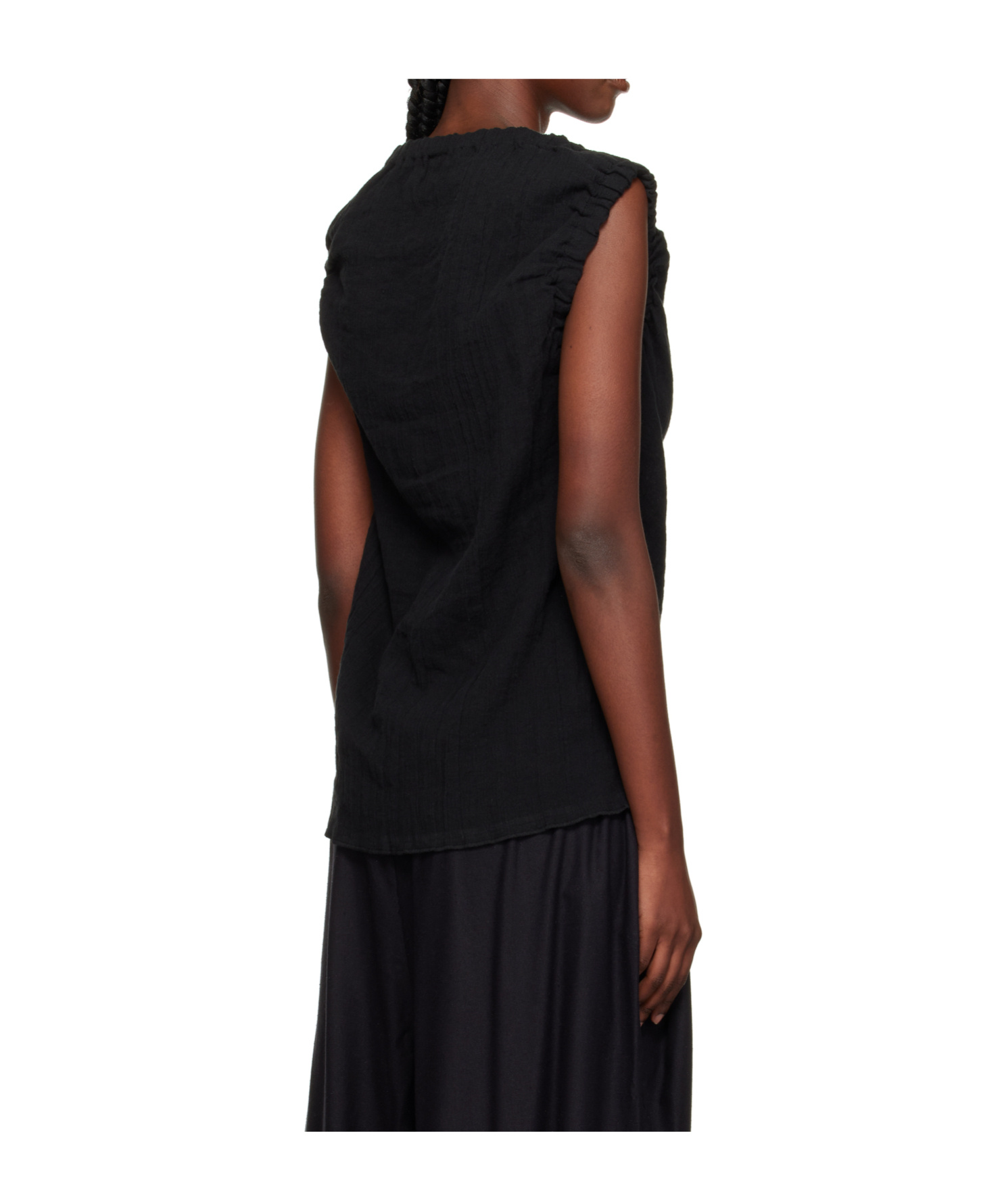 Baserange Lud Ruffled-trim Top In Black