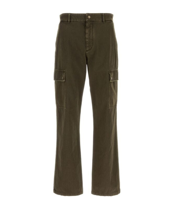 Burberry Cargo Trousers With Belt Loops And Stitch Detailing In Green