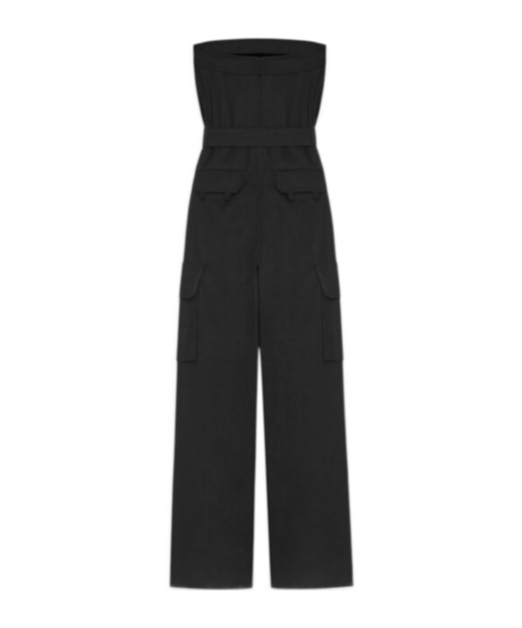 Saint Laurent Cassandre Strapless Jumpsuit In Black
