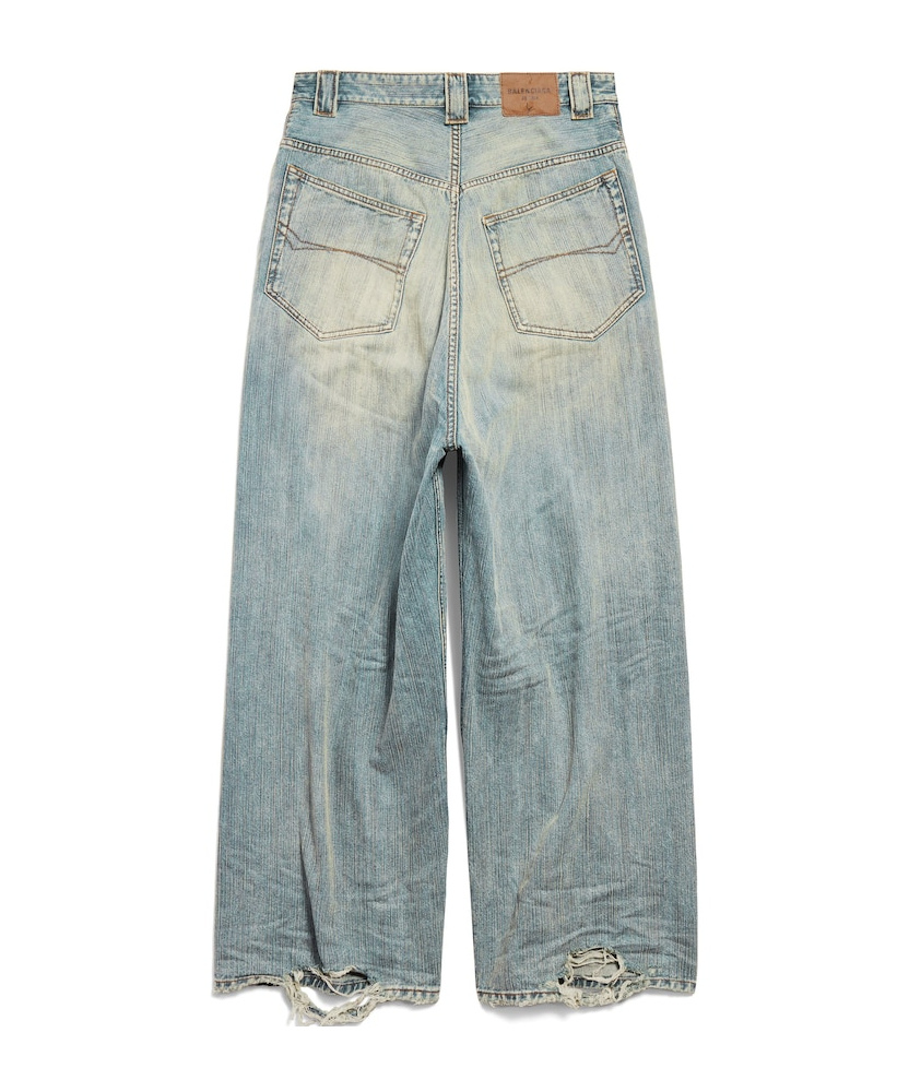 Balenciaga Logo-embroidered Wide-leg Jeans In Light Blue