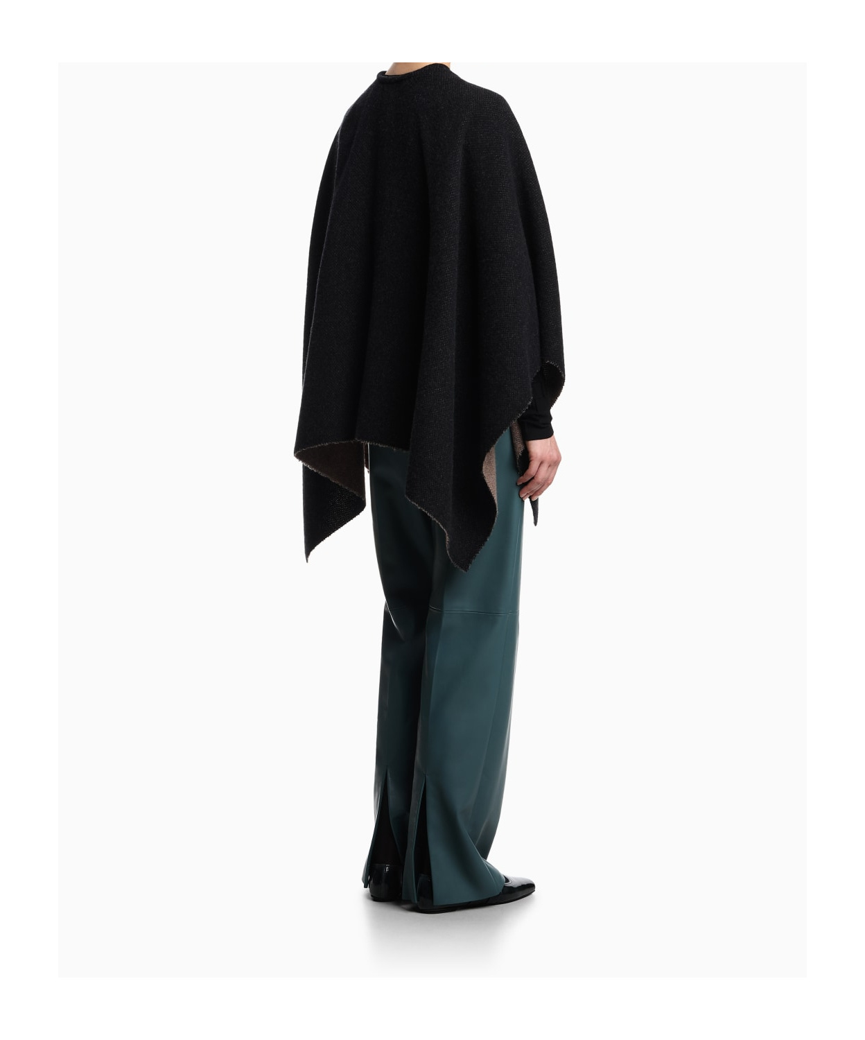 Emporio Armani Double-faced Wool Cape In Black