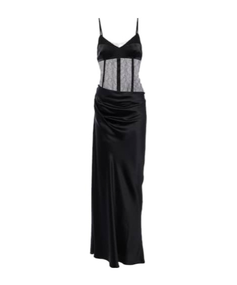 Sir Dunya Draped Silk Satin Gown In Black