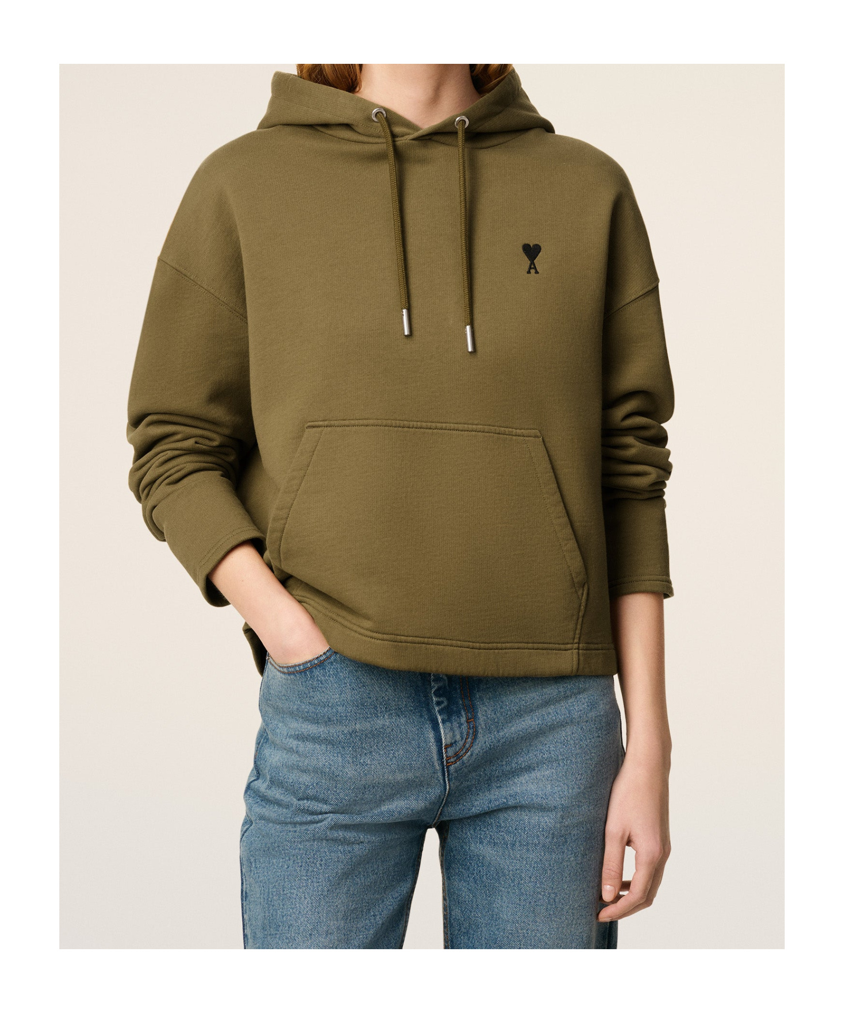 Ami Alexandre Mattiussi Ami Paris Ami De Coeur Logo Embroidered Hoodie In Green