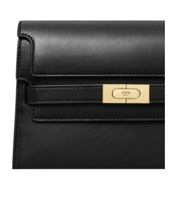 Tory Burch Lee Radziwill Black Shoulder Bag With Single Shoulder Strap And Front Clasp Closure In Leather Woman In Black
