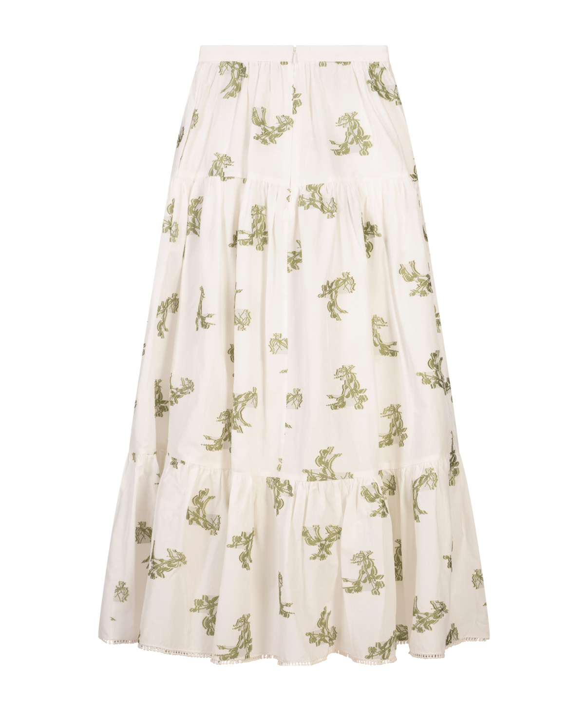 Erdem Embroidered Tiered Cotton-blend Midi Skirt